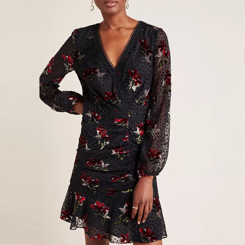 NWT Shoshanna Julietta Burnout Velvet Mini Dress Petite